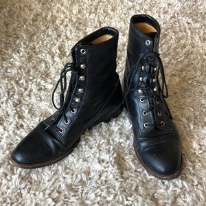Leather lace up boots